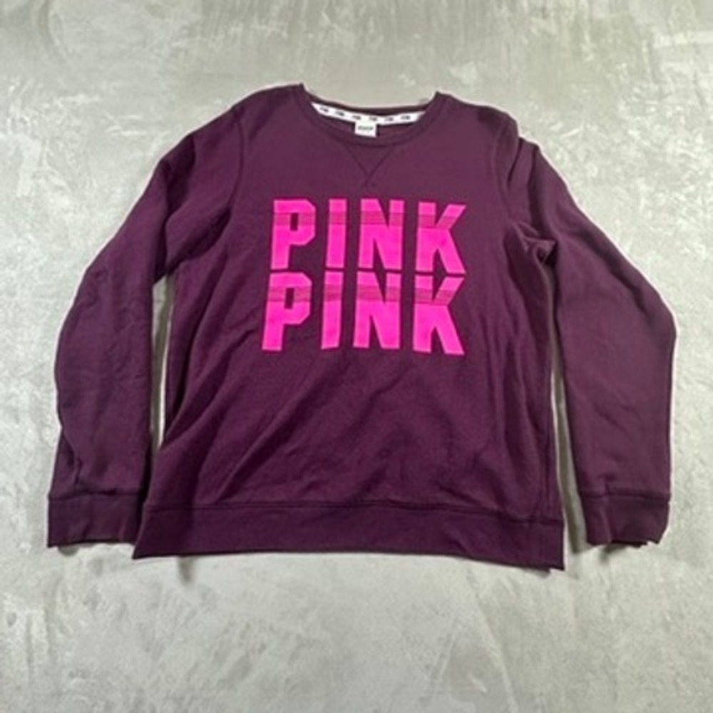 PINK Victoria's Secret Sweatshirt Womens Graphic Logo M Purple